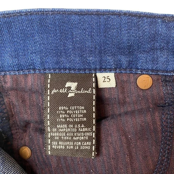 7 For All Mankind Josefina Skinny  Boyfriend Studded Distressed Blue Jeans 25 - Picture 13 of 14